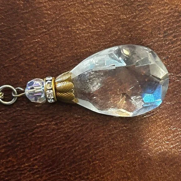 Antique Style Crystal Teardrop Drop Rhinestone Glass Beaded Necklace - Picture 7 of 12